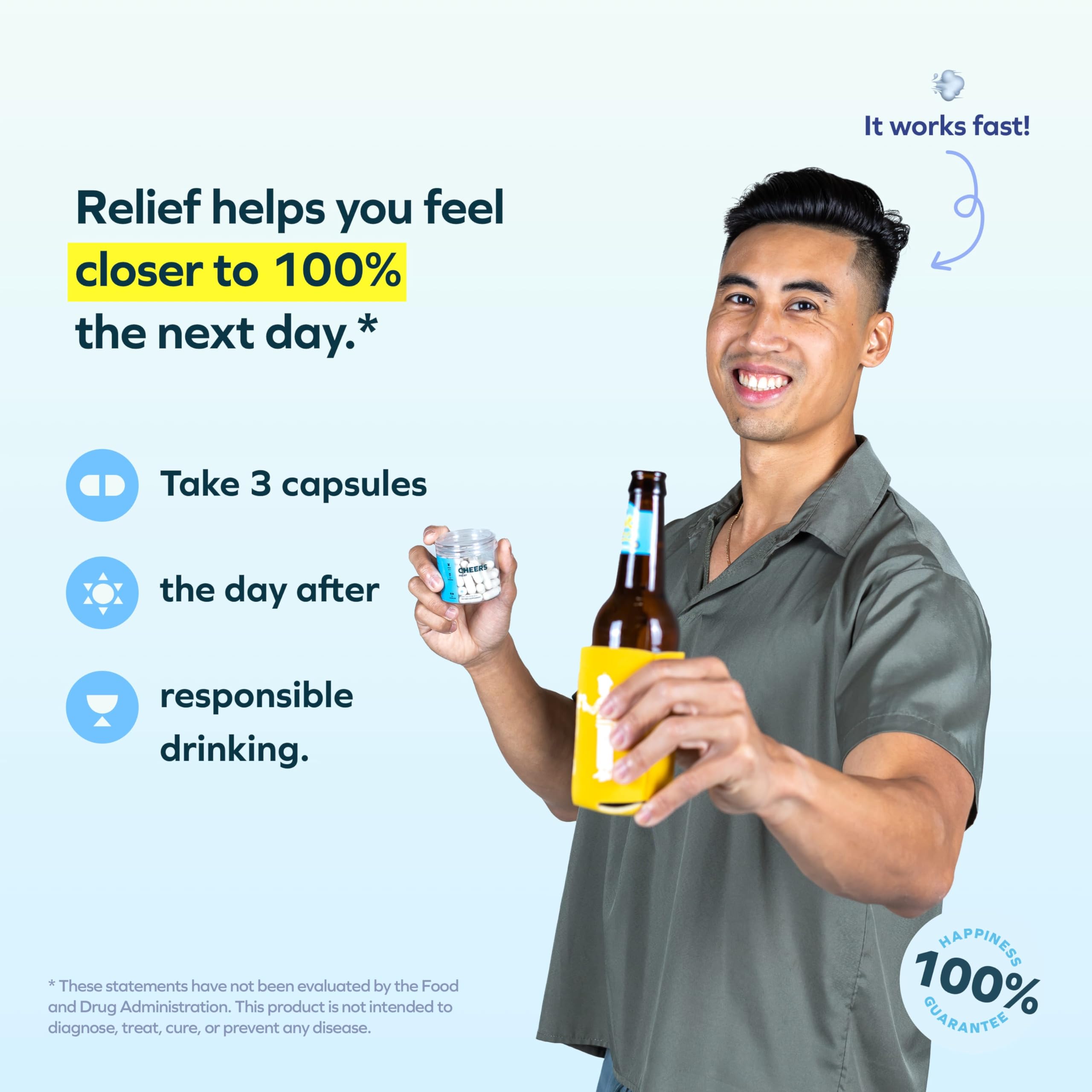 Capsulas jengibre de Cheers Relief para despertar con claridad.