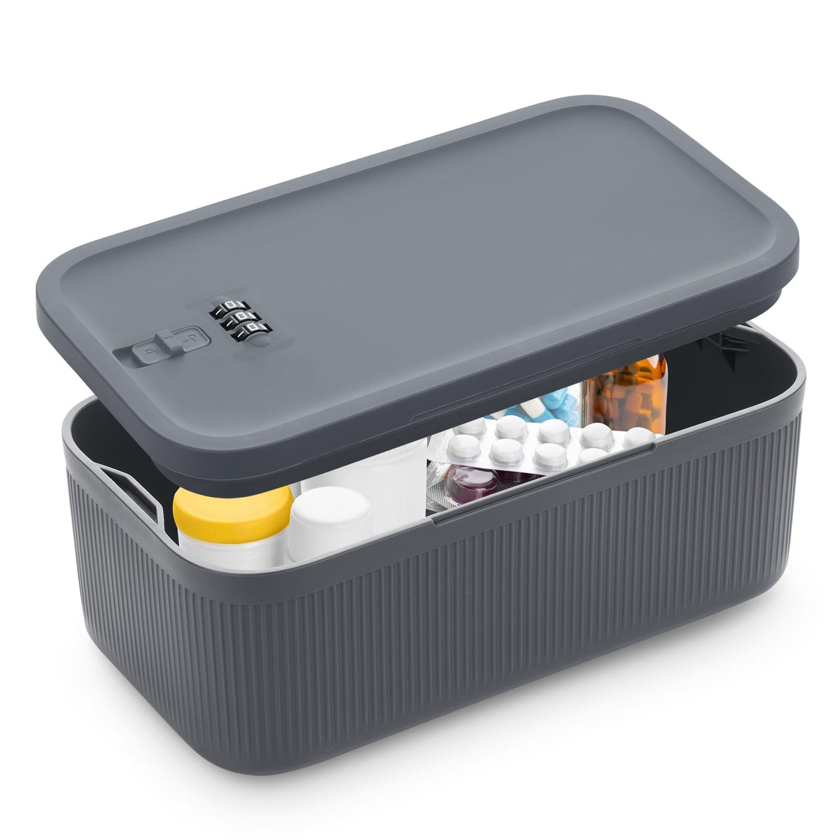 chefeggukk Caja segura compacta, vista frontal, ideal para guardar objetos personales de forma discreta.