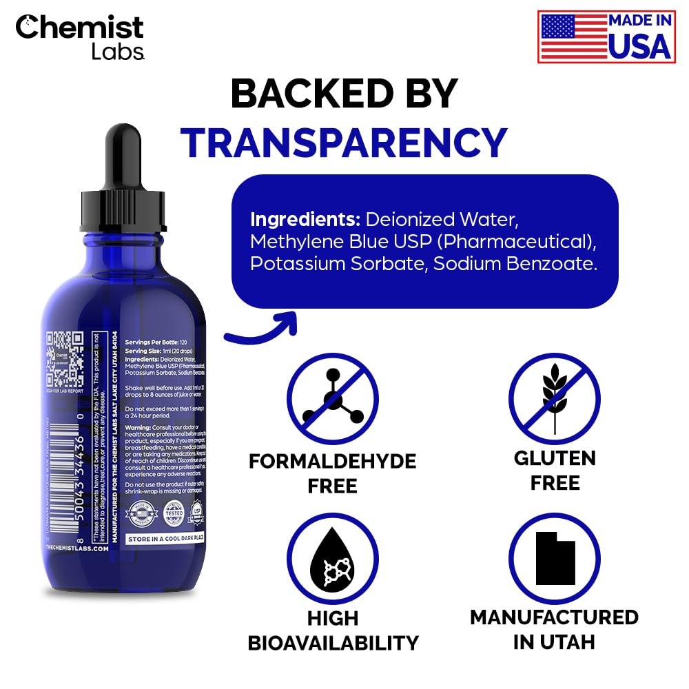 Chemist Labs Metileno Azul 120 porciones, dosis medidas