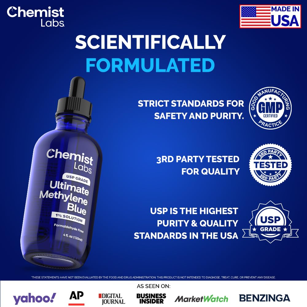 Chemist Labs Metileno Azul 1% con cuentagotas graduado para porciones exactas