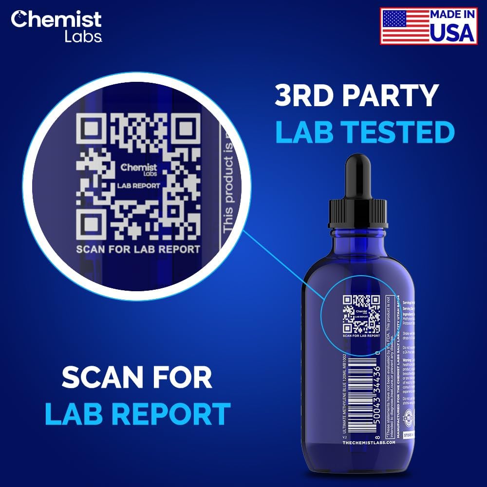 Chemist Labs Metileno Azul 1% para uso humano, posible apoyo a la energía celular