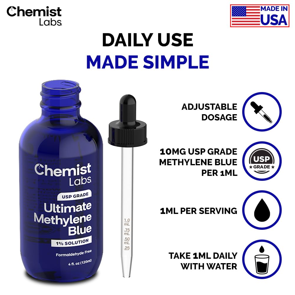 Chemist Labs Metileno Azul USP grado, pureza verificada en laboratorio