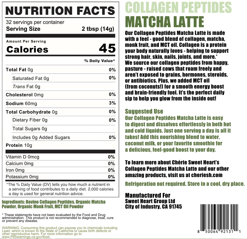 Chérie Sweet Heart mezcla matcha latte para café de calidad y enfoque