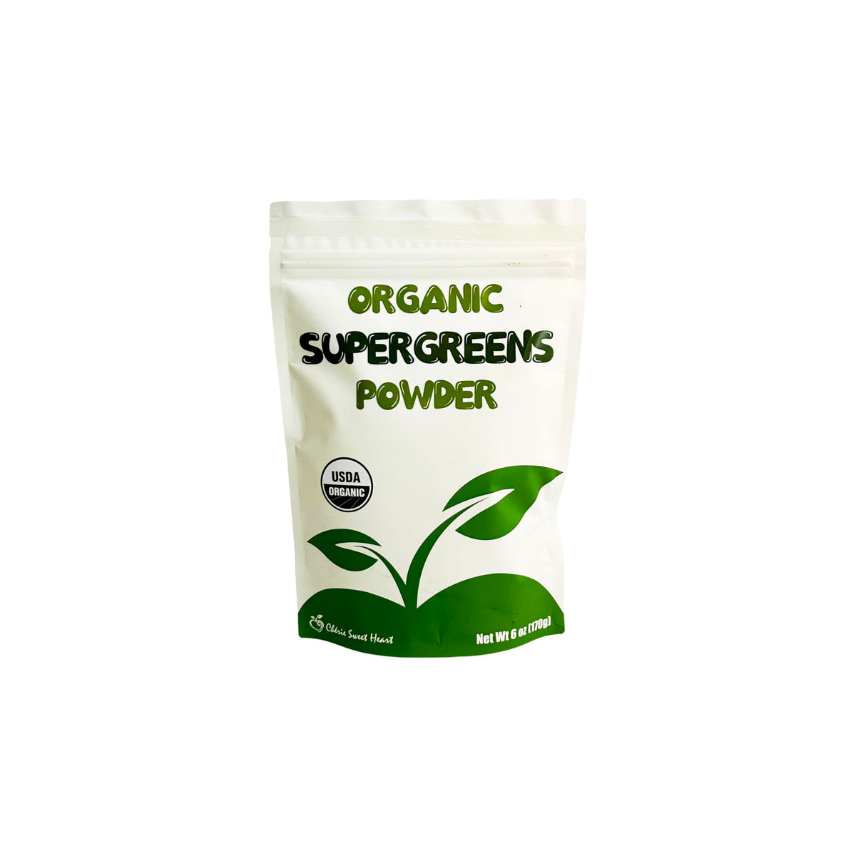 Chérie Sweet Heart Supergreens en envase verde, ideal para batidos nutritivos