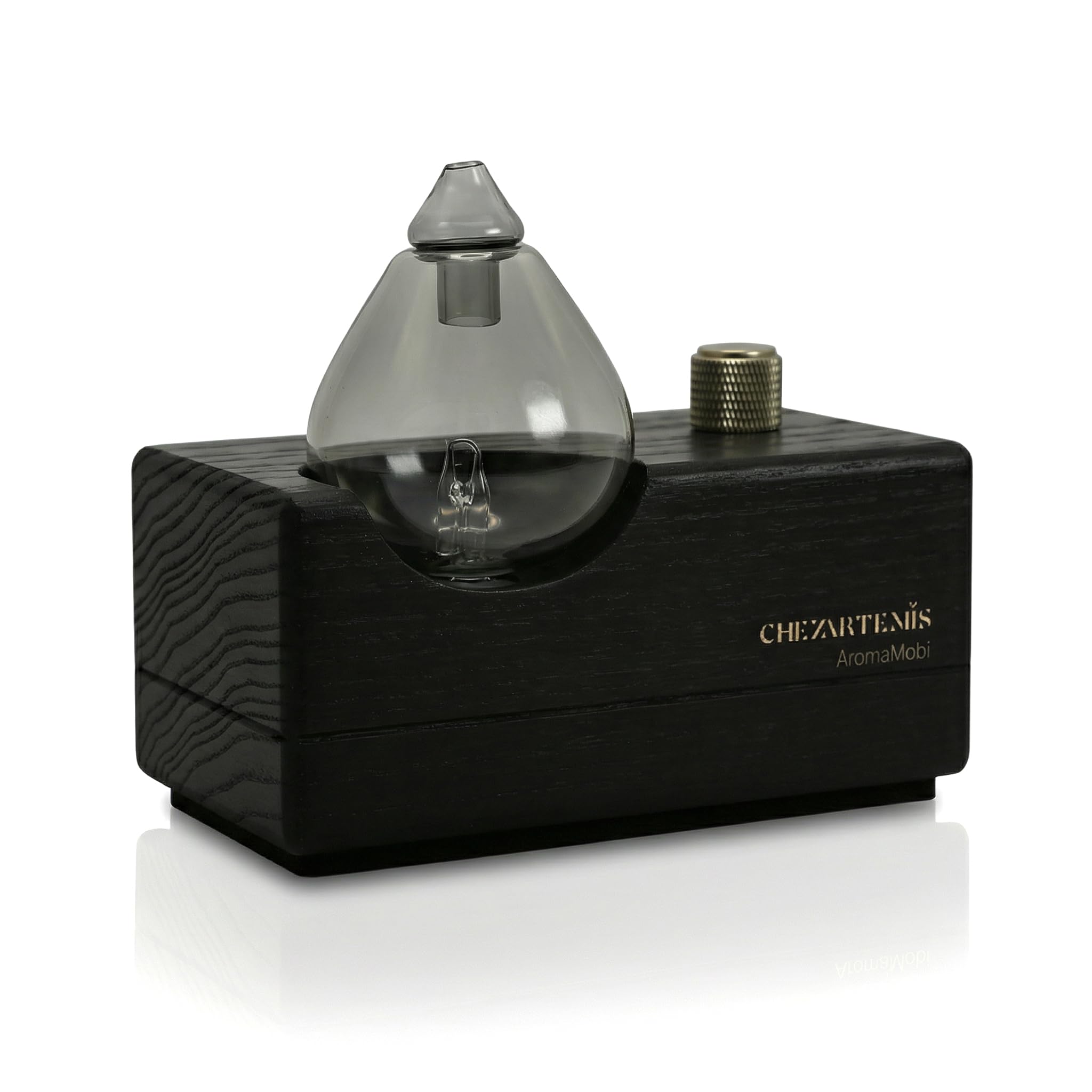 CHEZARTEMIS difusor obsidiana negra con base de madera, ideal para aromaterapia elegante