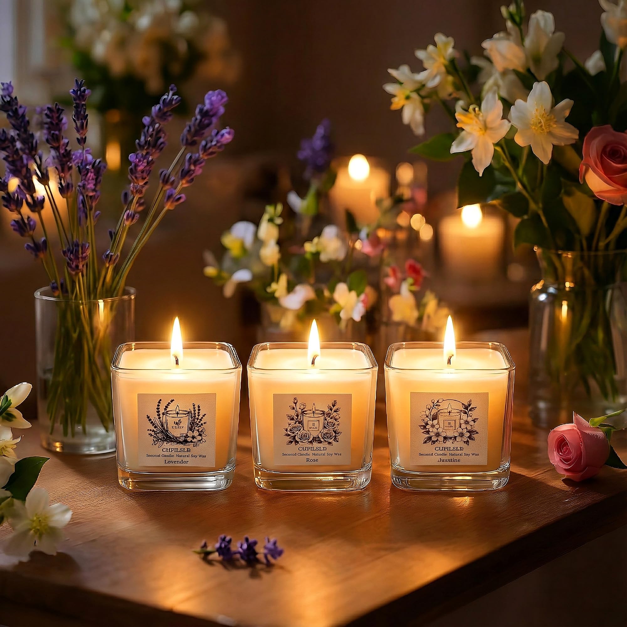 CHFILZLE vela aromática rosa en sala de estar para ambiente romántico