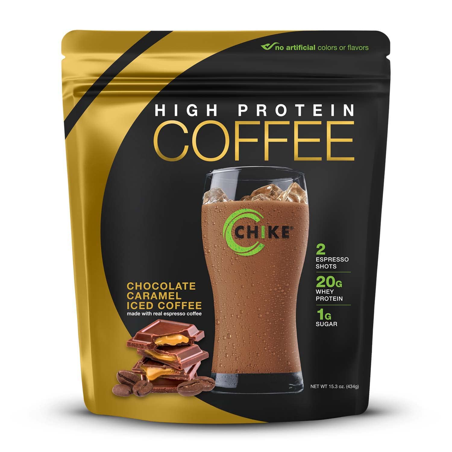 Chike Café Frío Chocolate Caramelo con dos shots de espresso para energía.