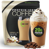 CHIKE Vanilla Protein Coffee con dos espresso para energía matutina