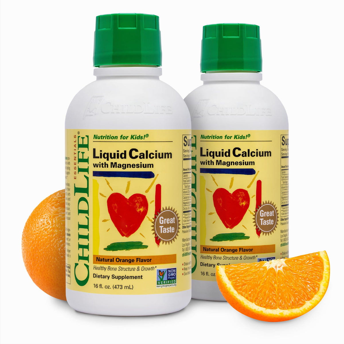 CHILDLIFE ESSENTIALS calcio líquido para niños en botella con dosificador para dosis diarias.