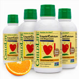 CHILDLIFE ESSENTIALS calcio líquido para niños, botella 16 oz, sabor naranja para la rutina diaria.