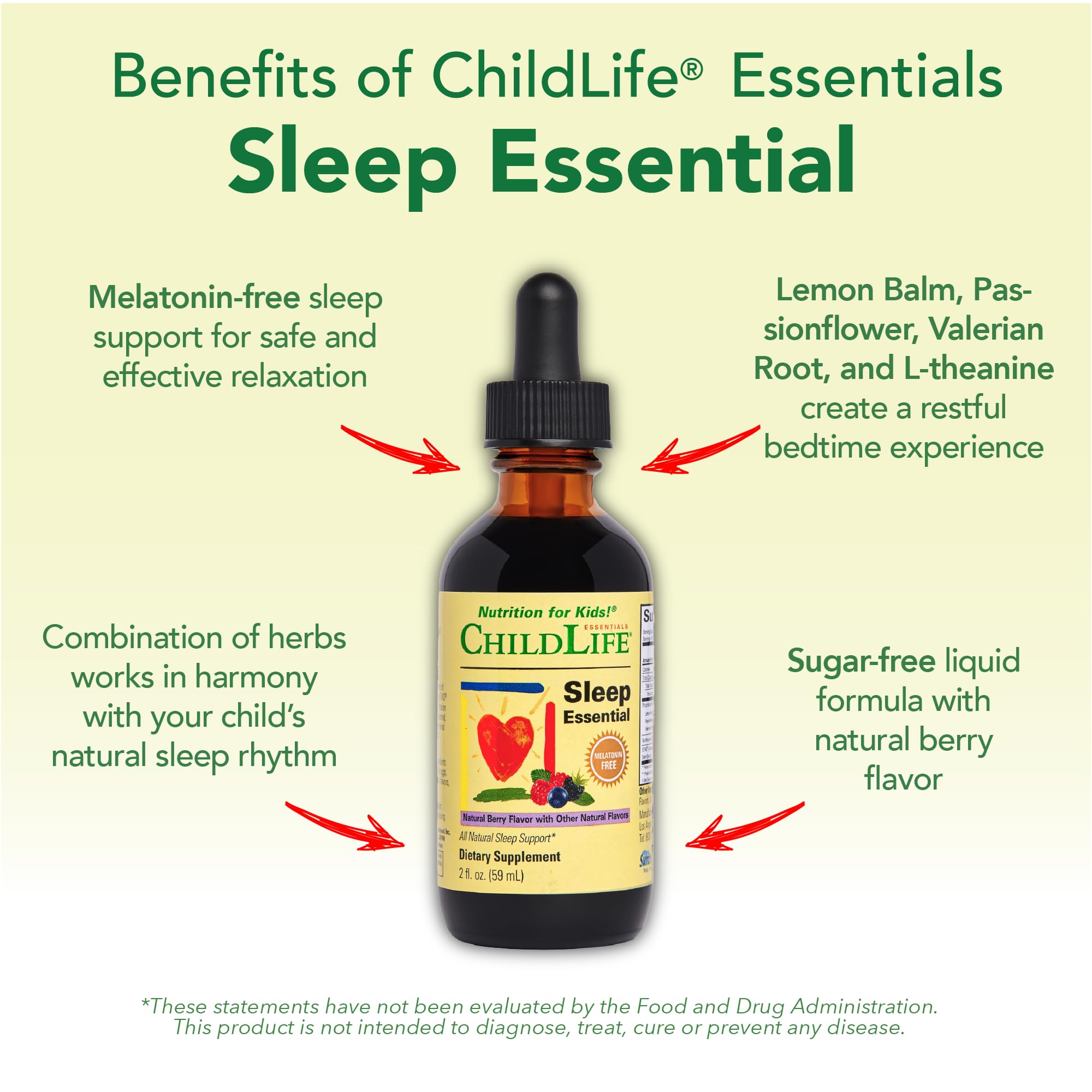 CHILDLIFE ESSENTIALS Sleep Essential dosis recomendada por edad para facilitar uso.