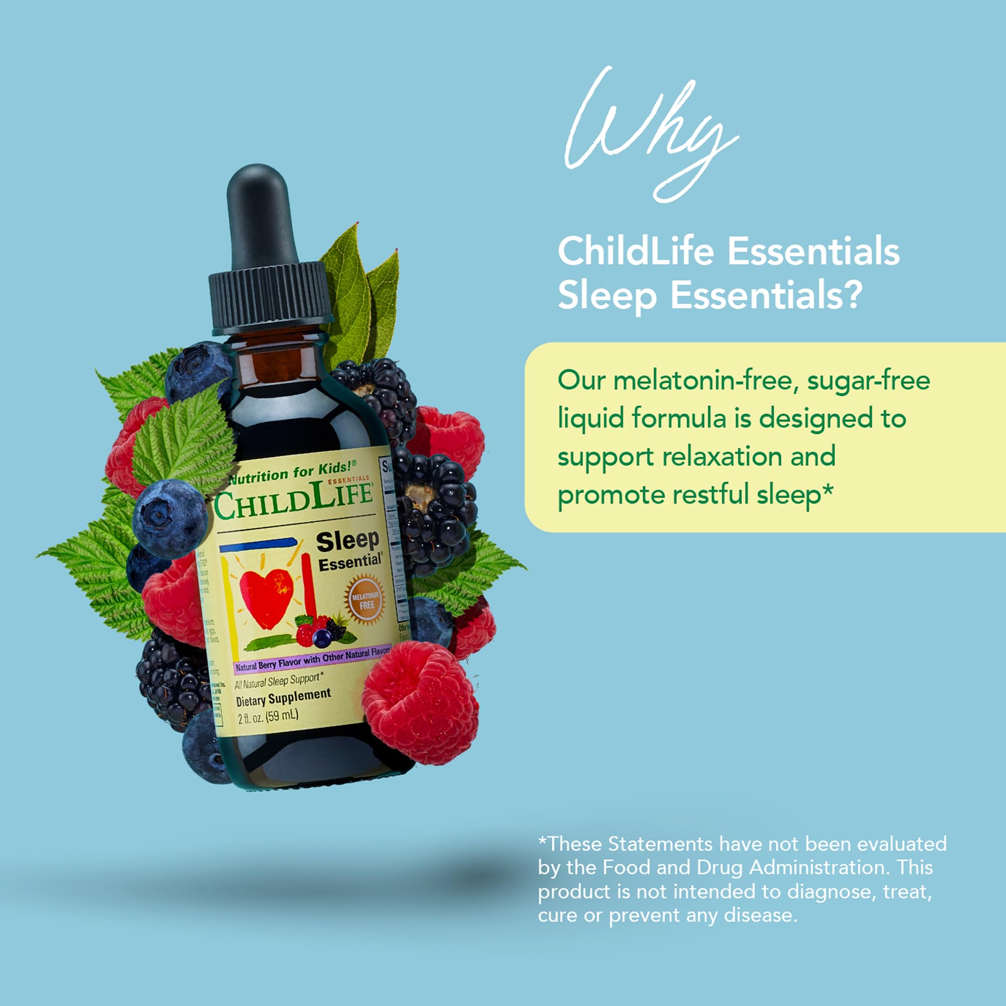CHILDLIFE ESSENTIALS Sleep Essential sabor-frambuesa, opción sabrosa para la hora de dormir.