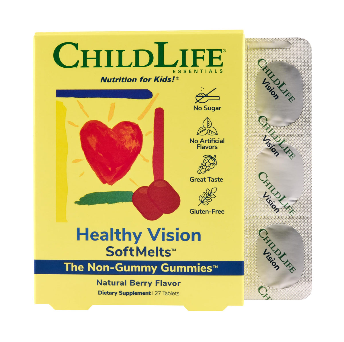 CHILDLIFE ESSENTIALS Visión Salud gominolas para ojos, apoyo visual diario.