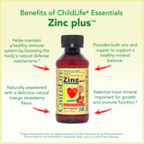 CHILDLIFE ESSENTIALS Zinc Plus etiqueta-fruta: aroma atractivo para niños.