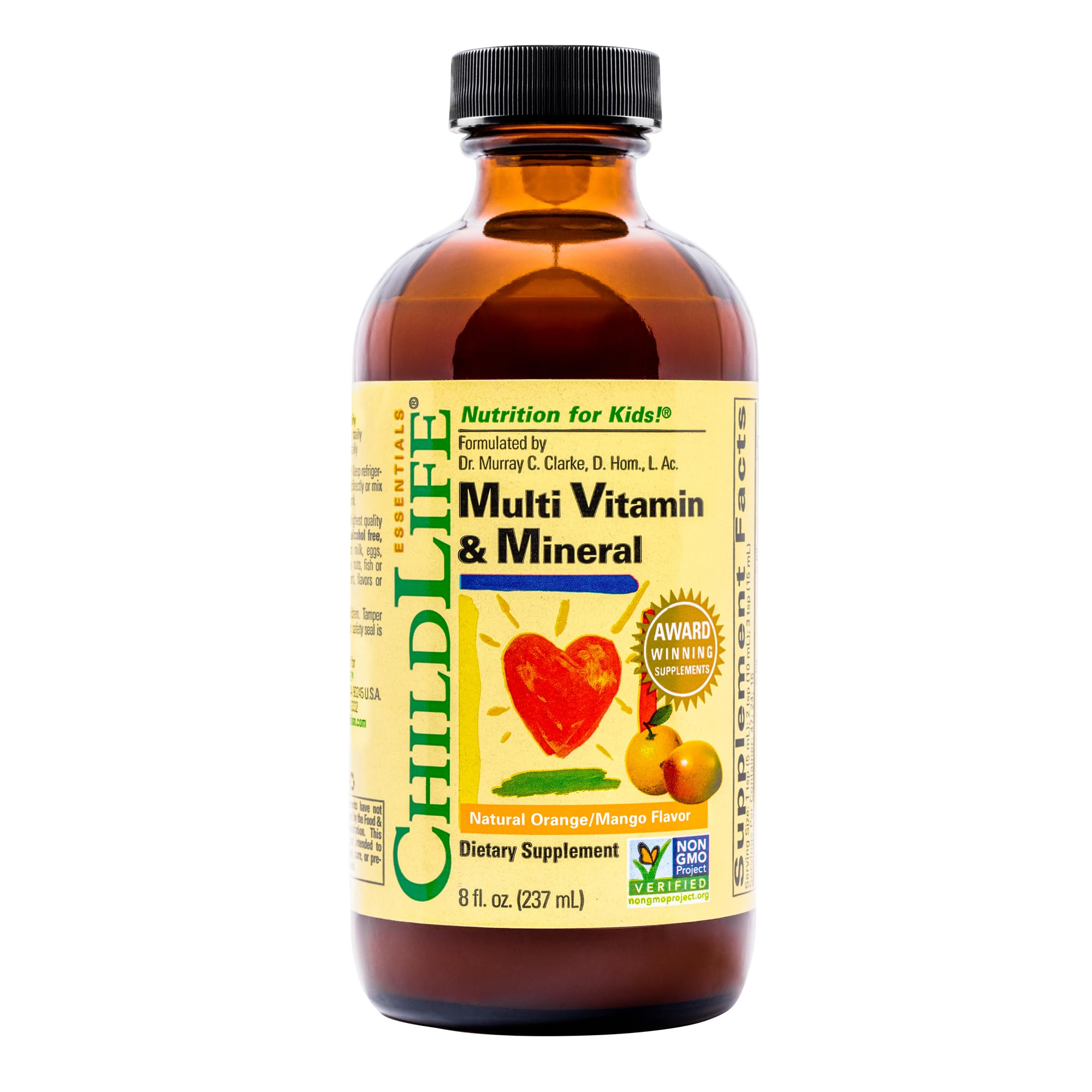 CHILDLIFE ESSENTIALS frasco de vitaminas para niños con etiqueta naranja y mango