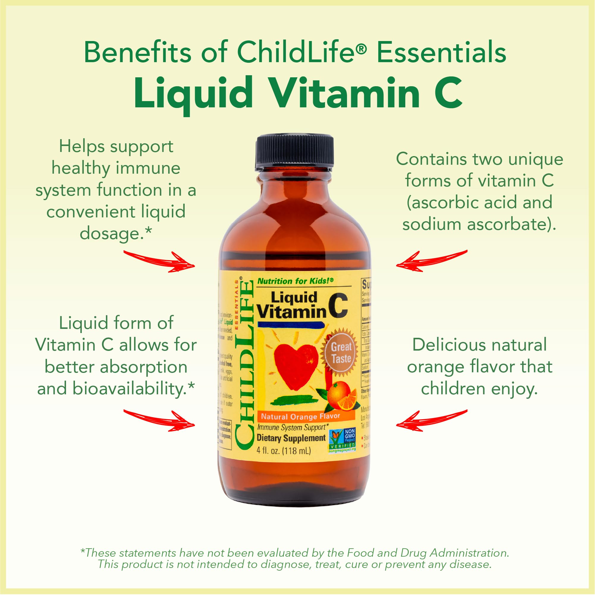 CHILDLIFE ESSENTIALS Vitamina C líquida con sabor a naranja para niños.