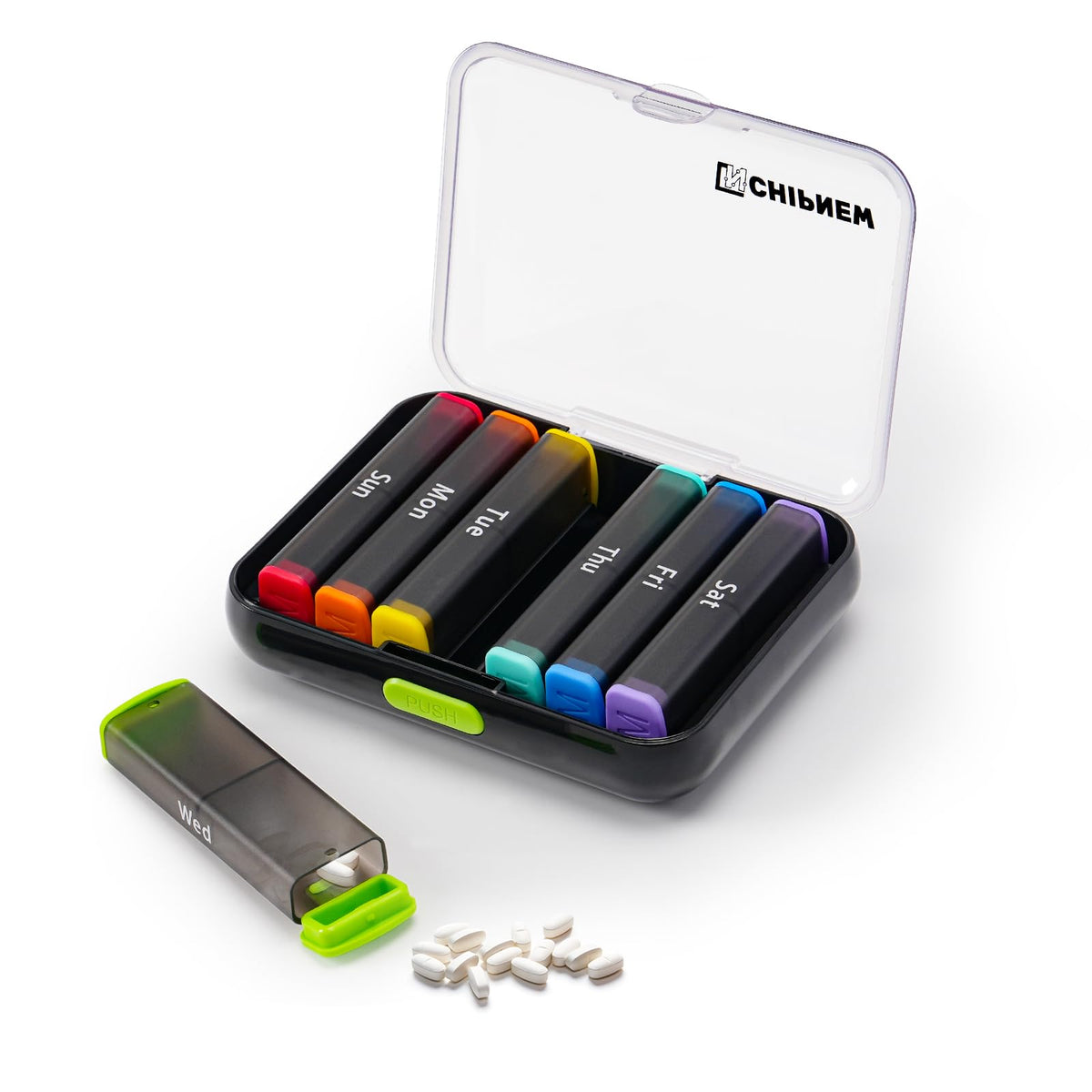 CHIPNEW Organizador de pastillas dos veces al día, fácil control de dosis y visibilidad clara.