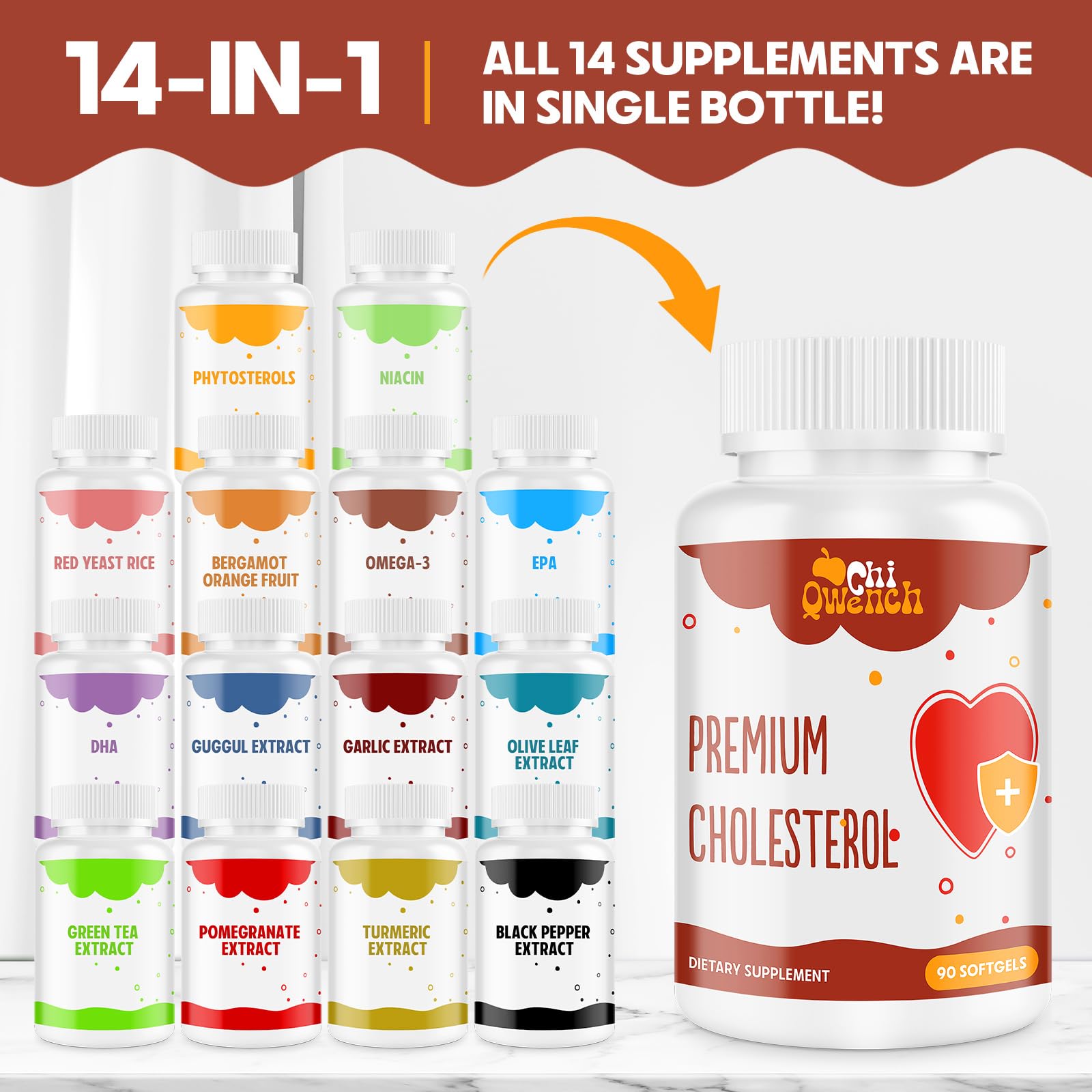 ChiQwench 14en1: bergamota cítrica y omega-3 para una fórmula completa.