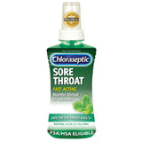 Chloraseptic alivio rápido para garganta con mentol, uso inmediato.