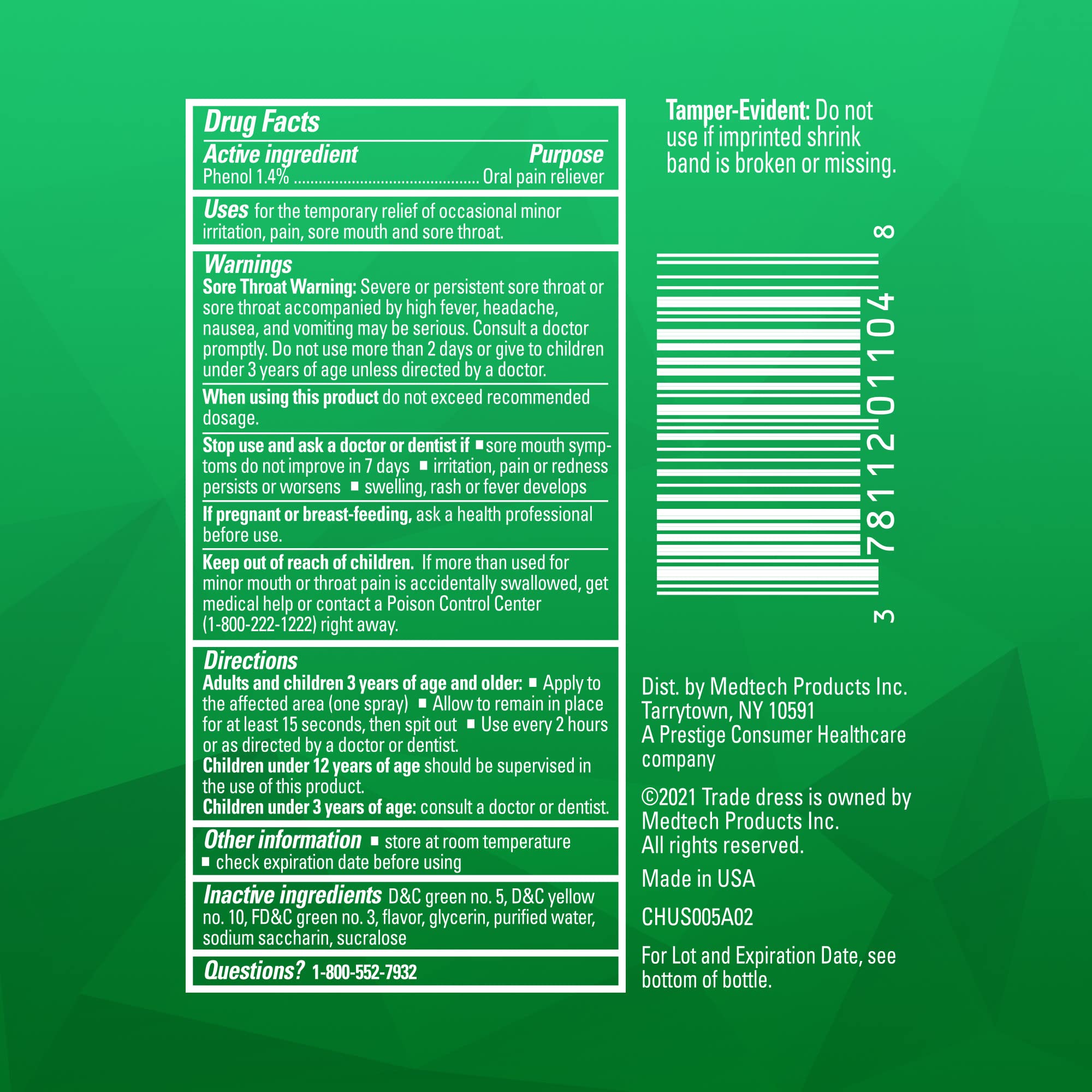 Chloraseptic cuidado familiar con mentol, apto desde 3 años.