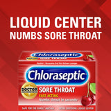 Textura suave de las pastillas Chloraseptic cereza para irritación menor.