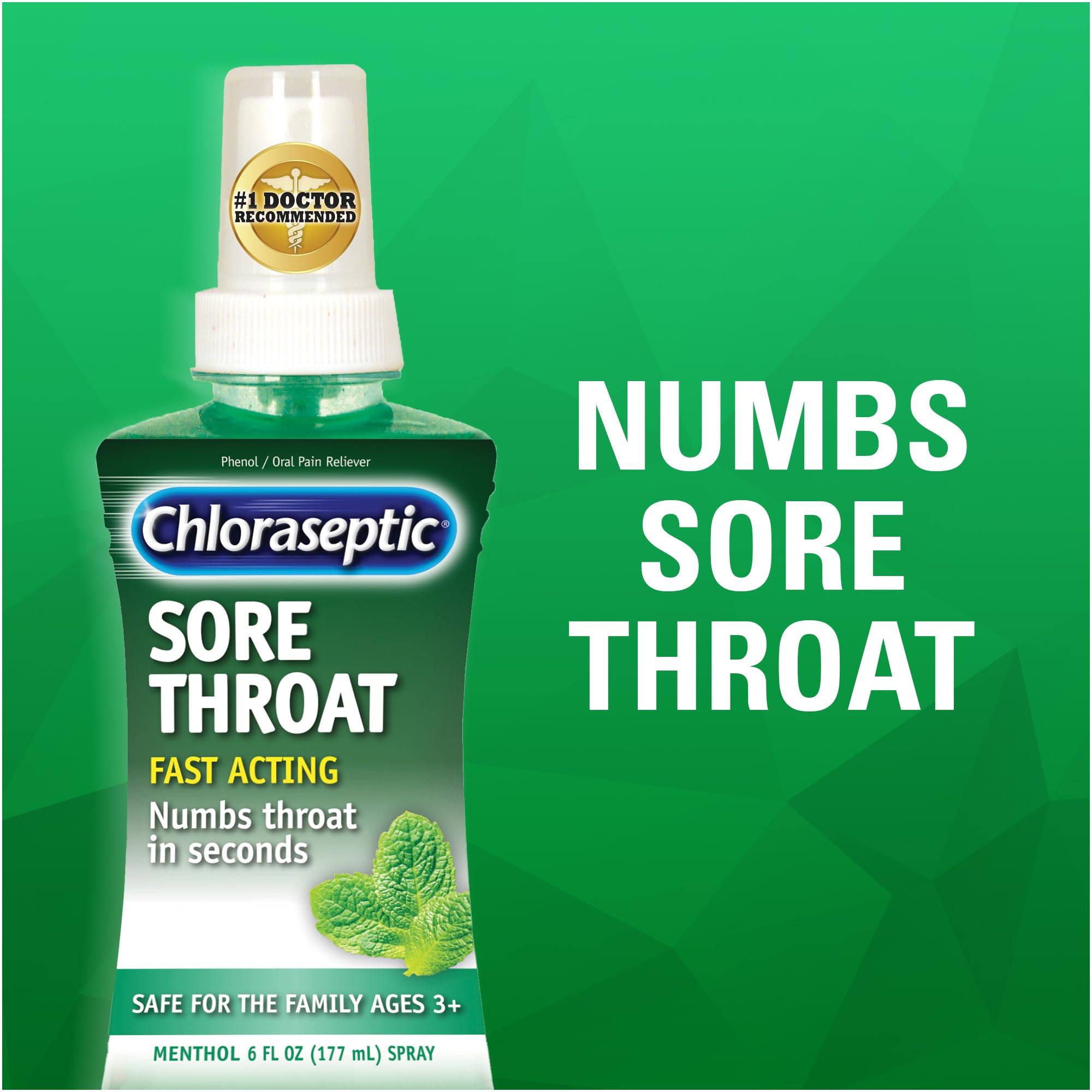 Chloraseptic sin azúcar alivia la garganta con mentol.