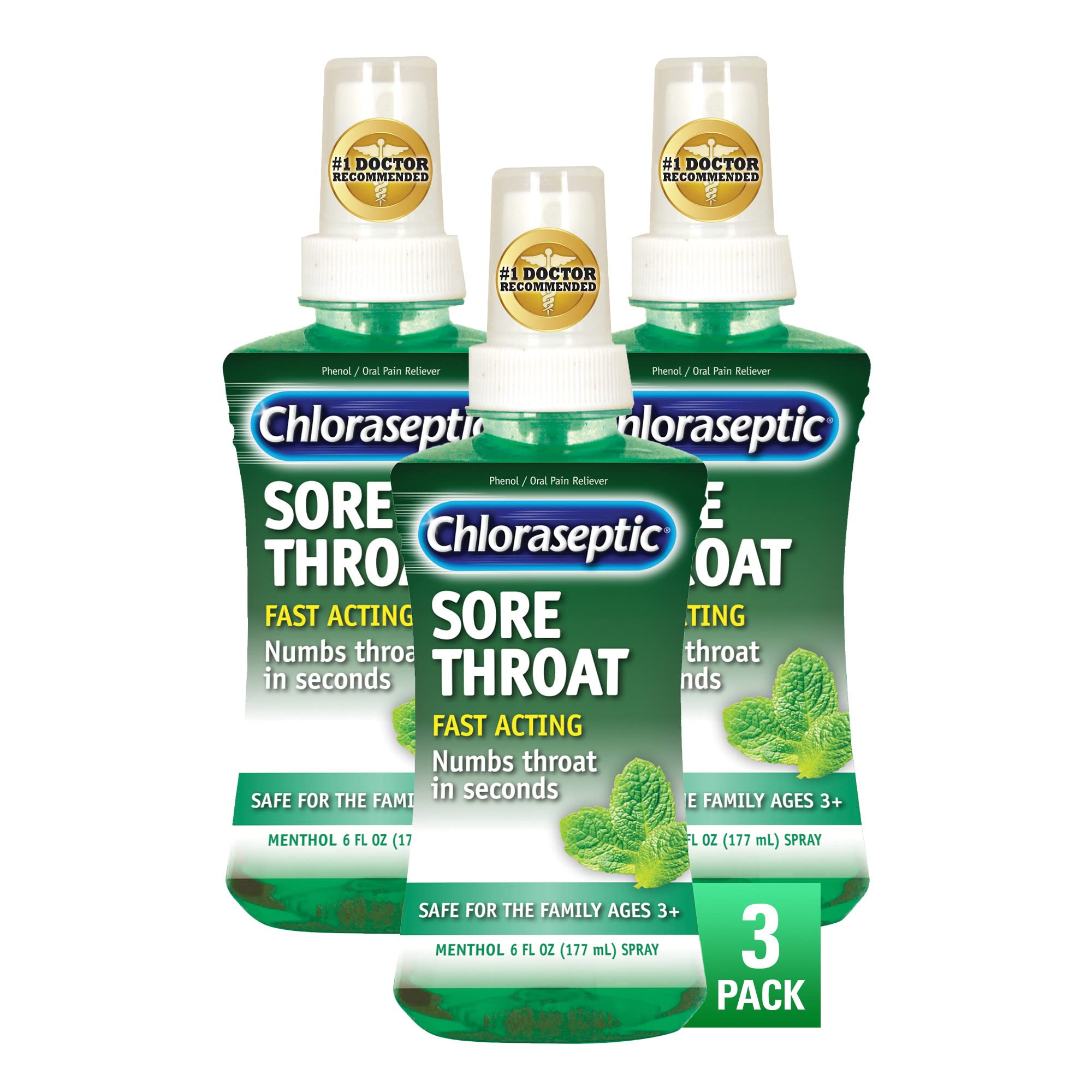 Spray Chloraseptic para garganta mentol ofrece alivio rápido del dolor