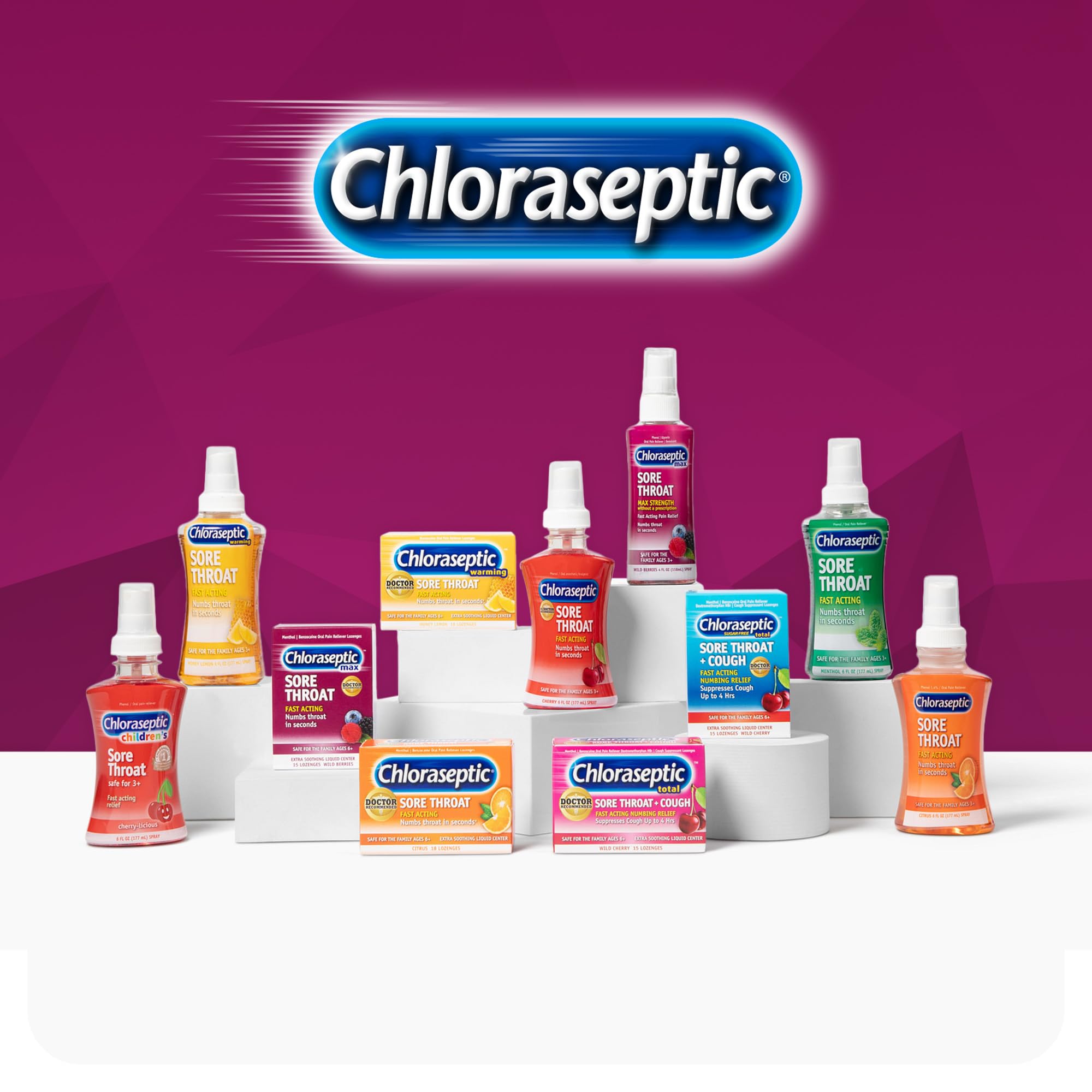Chloraseptic uso diario en casa o viaje para molestias de garganta.
