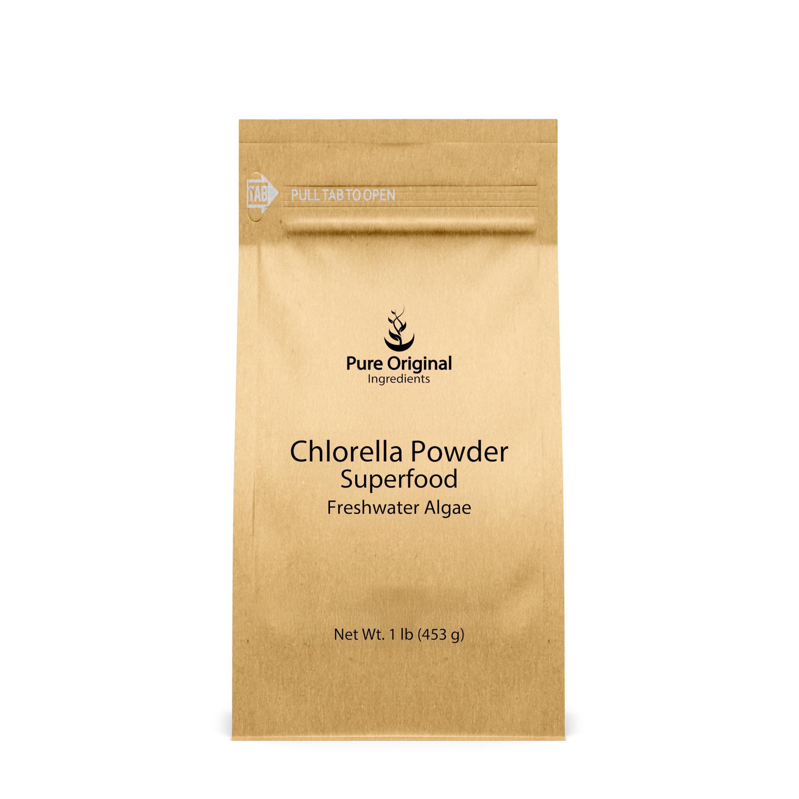 Chlorella de PURE ORIGINAL INGREDIENTS en empaque listo para batidos.