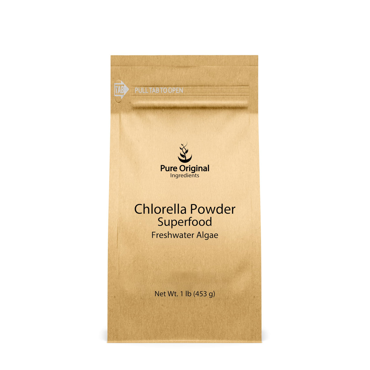 Chlorella de PURE ORIGINAL INGREDIENTS en empaque listo para batidos.
