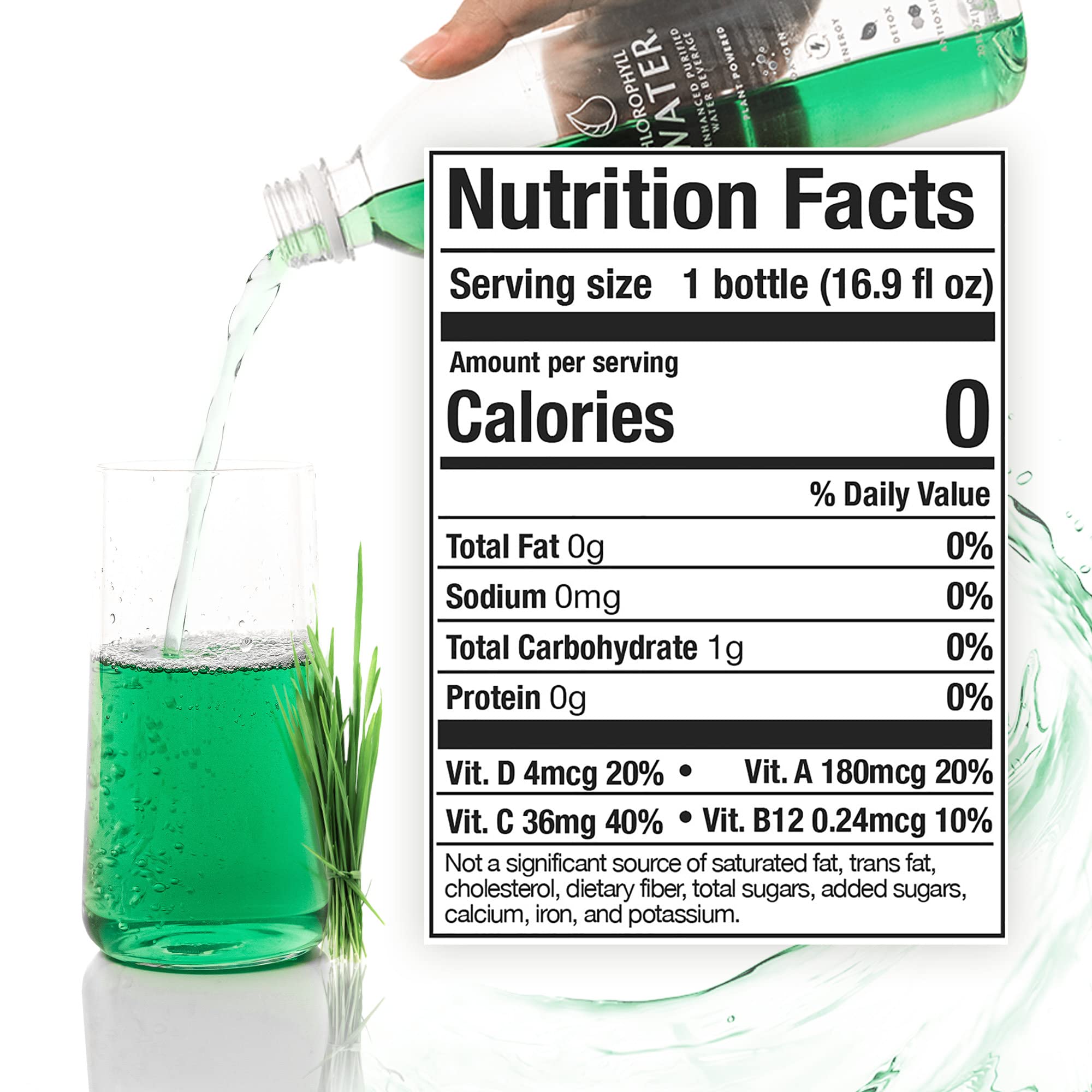 Chlorophyll Water, clorofila de alfalfa y limón para hidratación diaria.