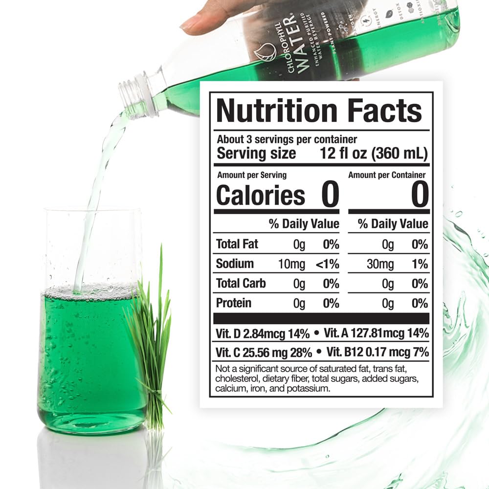 Chlorophyll Water: botella de 1 litro lista para beber en casa o la oficina.