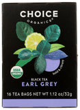 Choice Organics Earl Grey empaque sostenible; mezcla orgánica con bergamota para empezar el día.