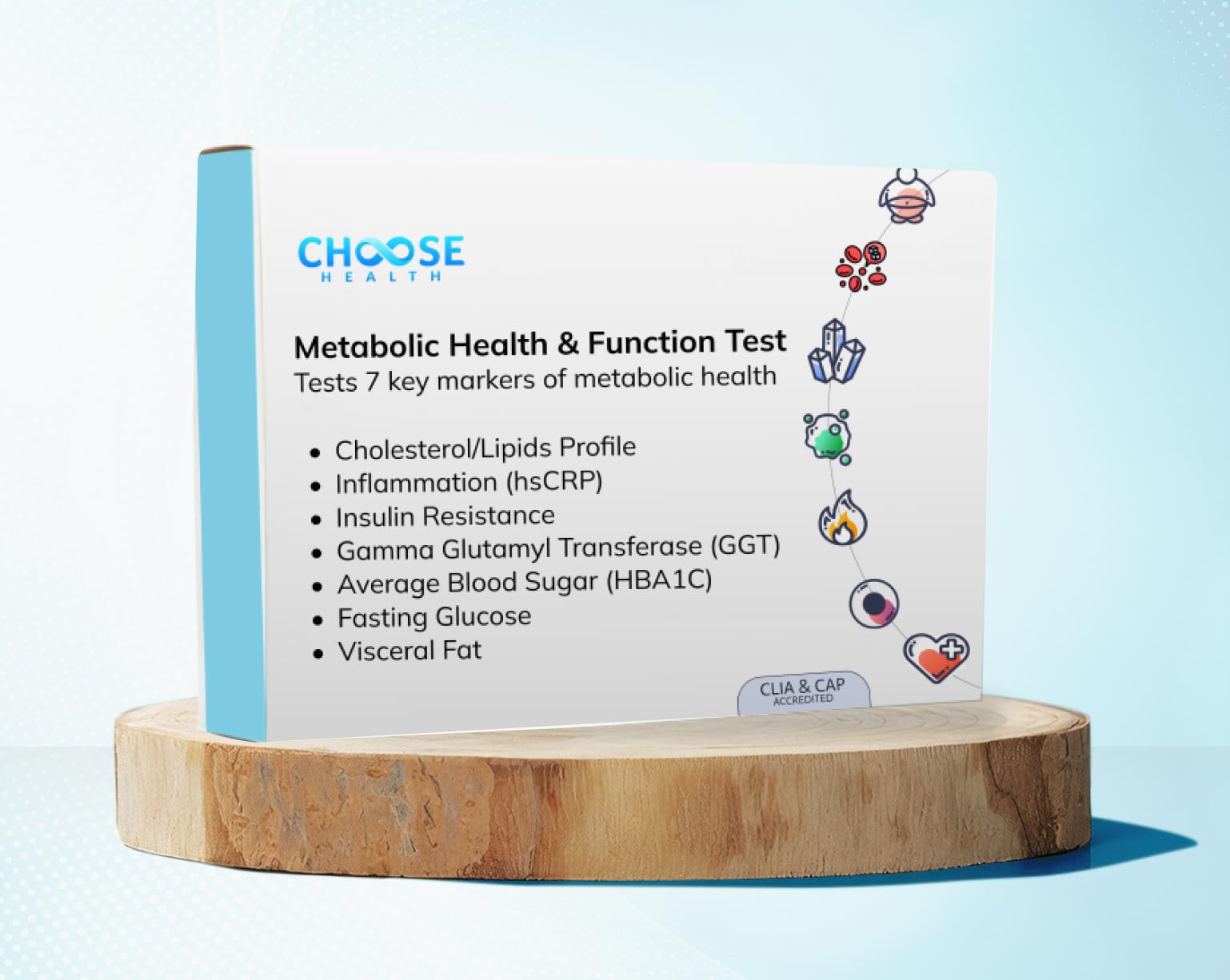 Prueba de sangre en dedo con Choose Health para panel metabólico