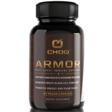 CHOQ Armor botella frontal con etiqueta clara y defensa inmunitaria.