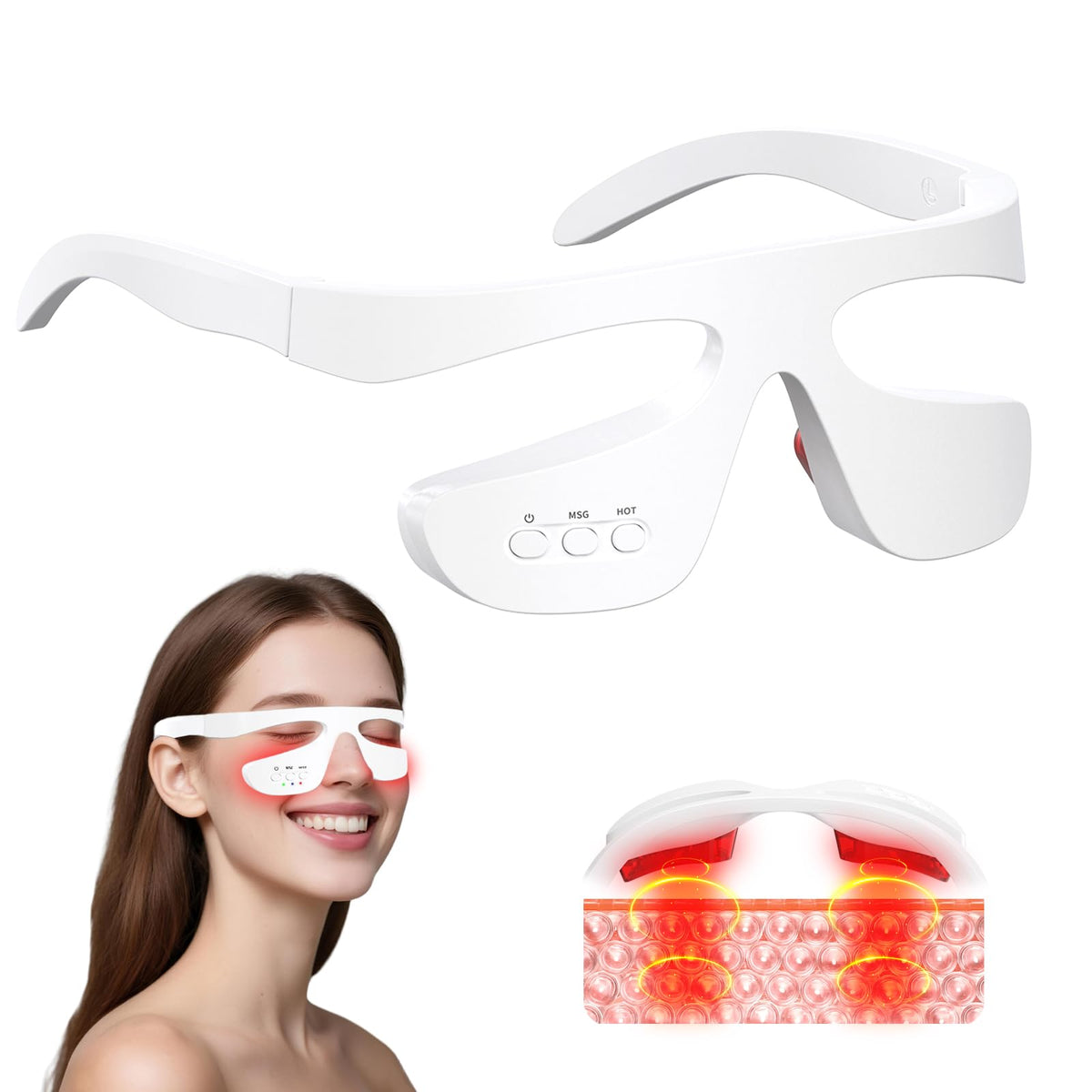 Choufaly anteojos de terapia de luz roja para ojos cansados, revitalizan la mirada.