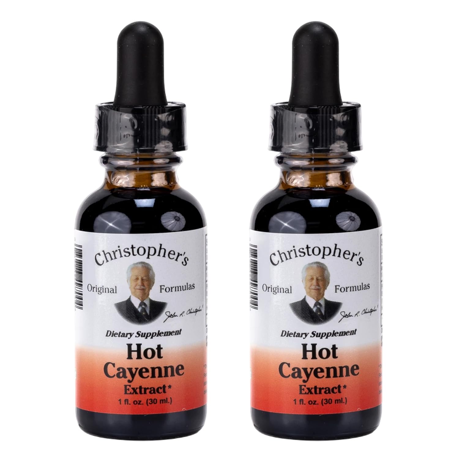 Christopher's Original Formulas Hot Cayenne Extract, botella de 1 onza para uso diario.
