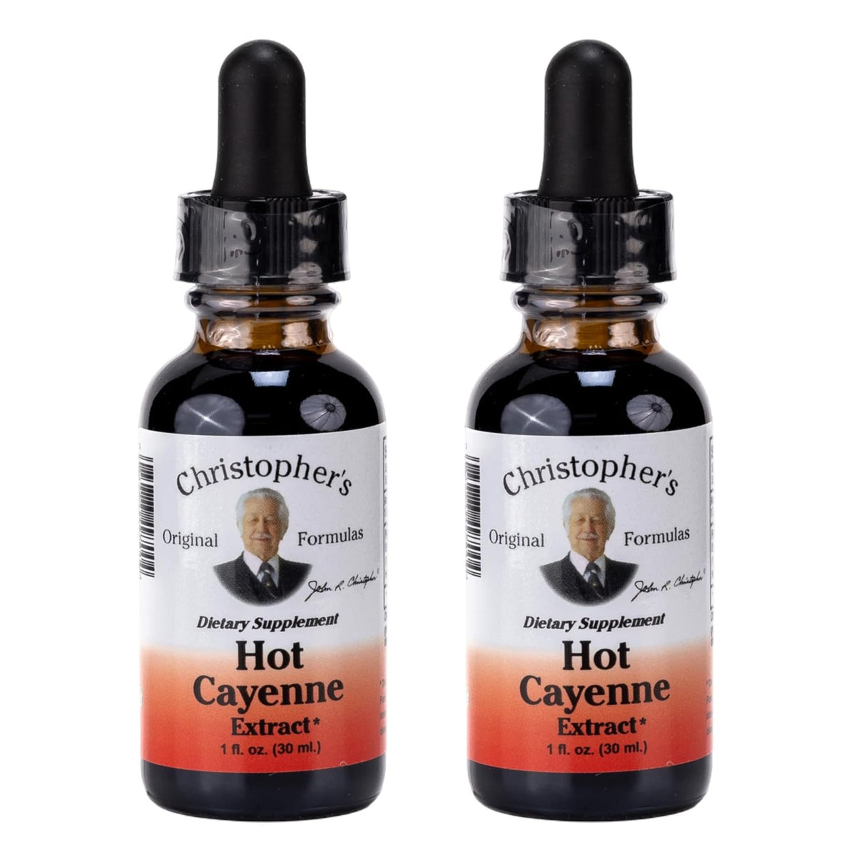 Christopher's Original Formulas Hot Cayenne Extract, botella de 1 onza para uso diario.