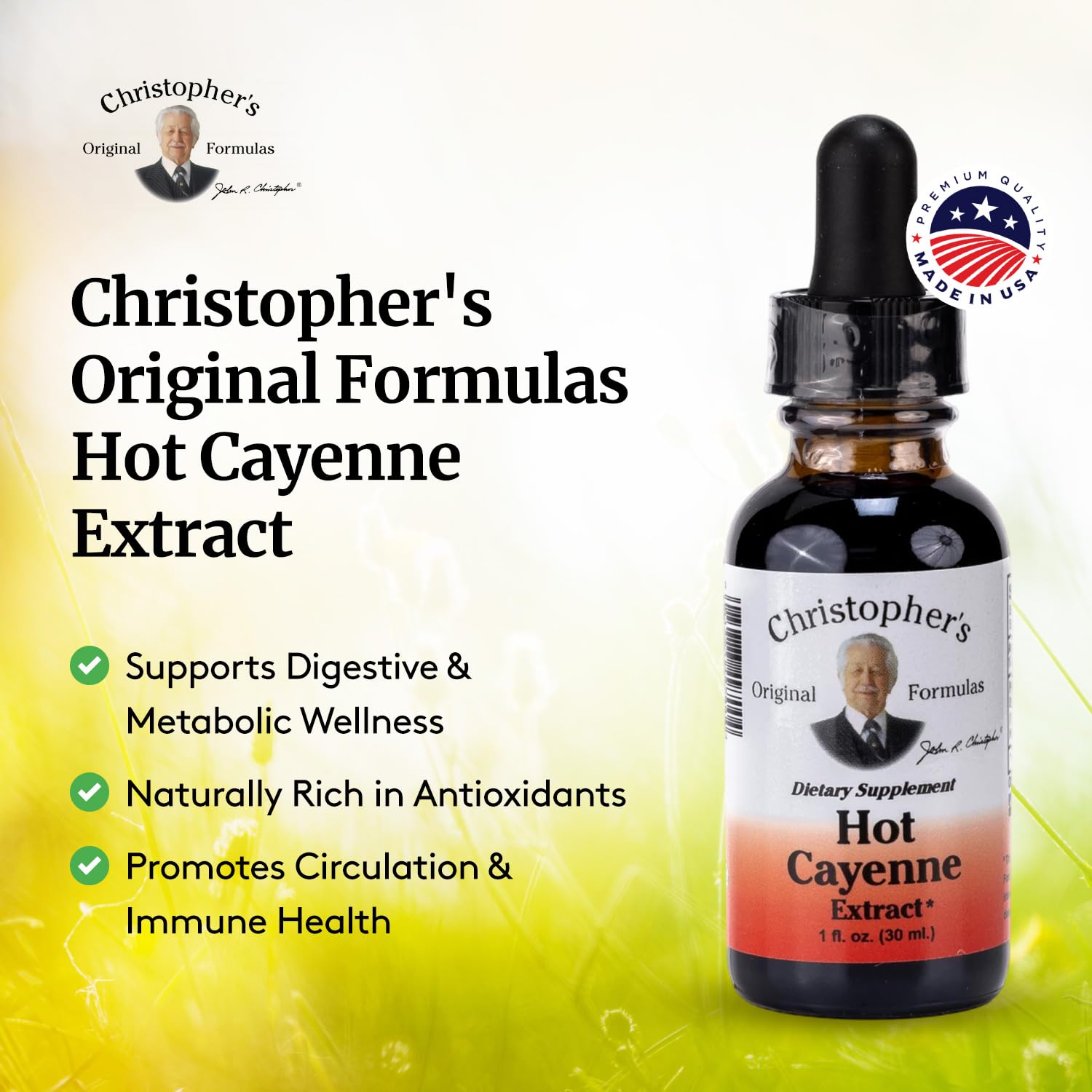 Etiqueta natural de Christopher's Original Formulas, experiencia sensorial al usar cayena.