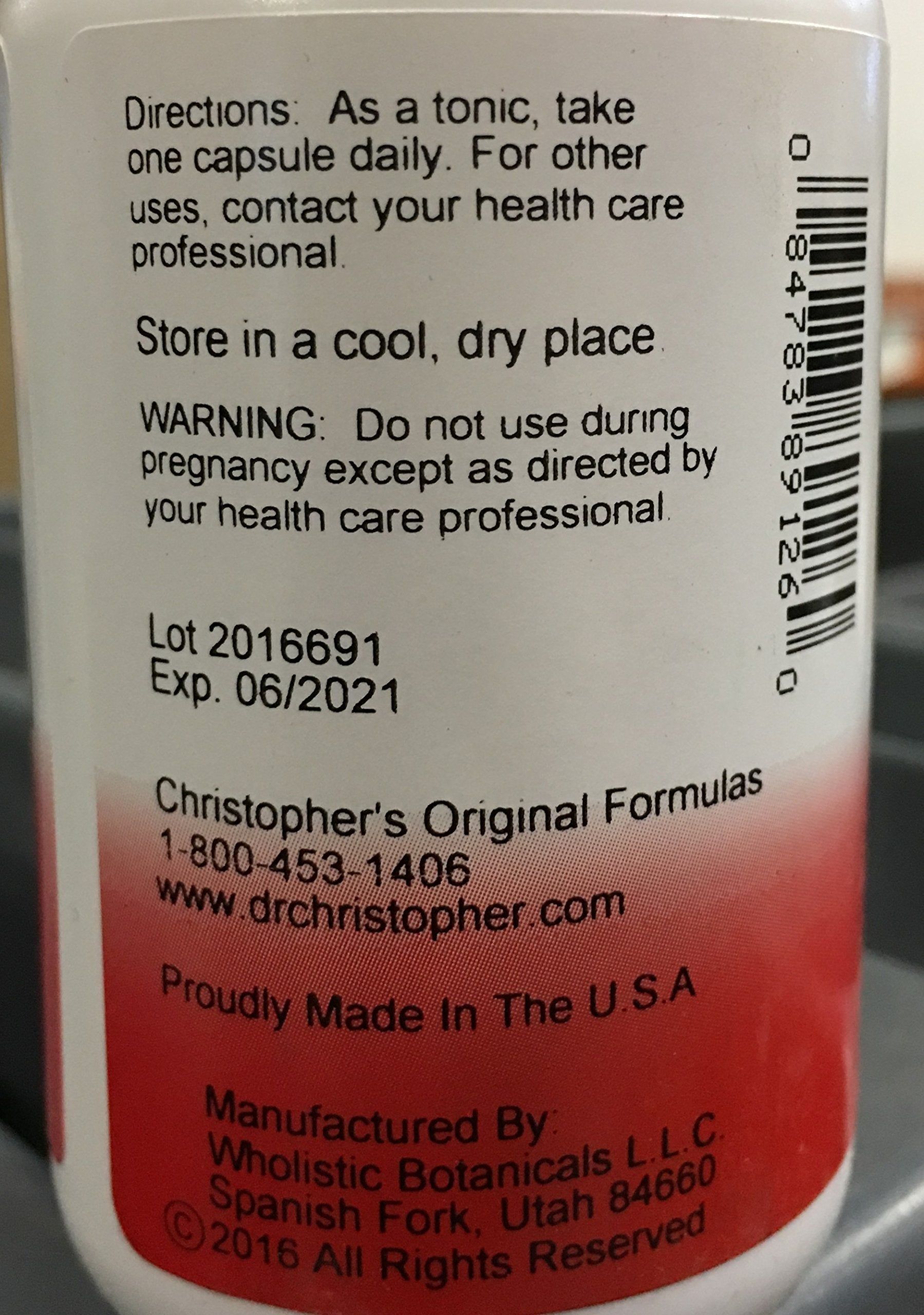 Christopher's Original Formulas: cápsulas vegetales con 100 unidades para rutina diaria.