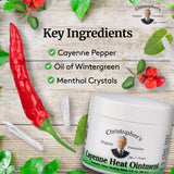 Christopher's Original Formulas Cayenne Heat Ointment aplicación directa en zona afectada.