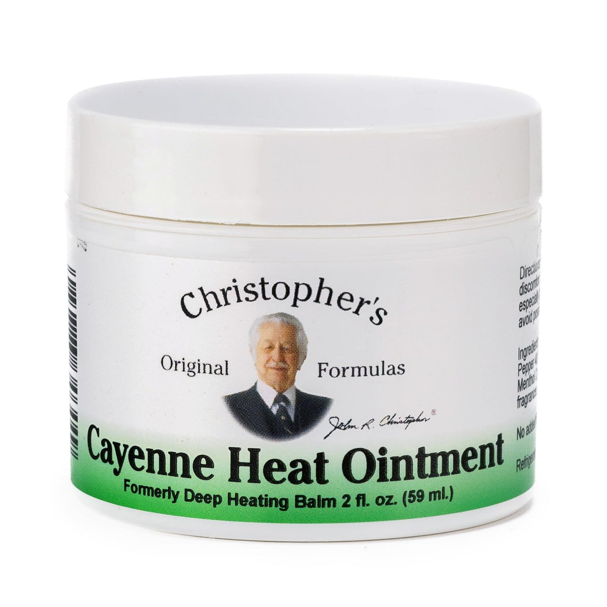 Christopher's Original Formulas Cayenne Heat Ointment en envase, alivio localizado para músculos.