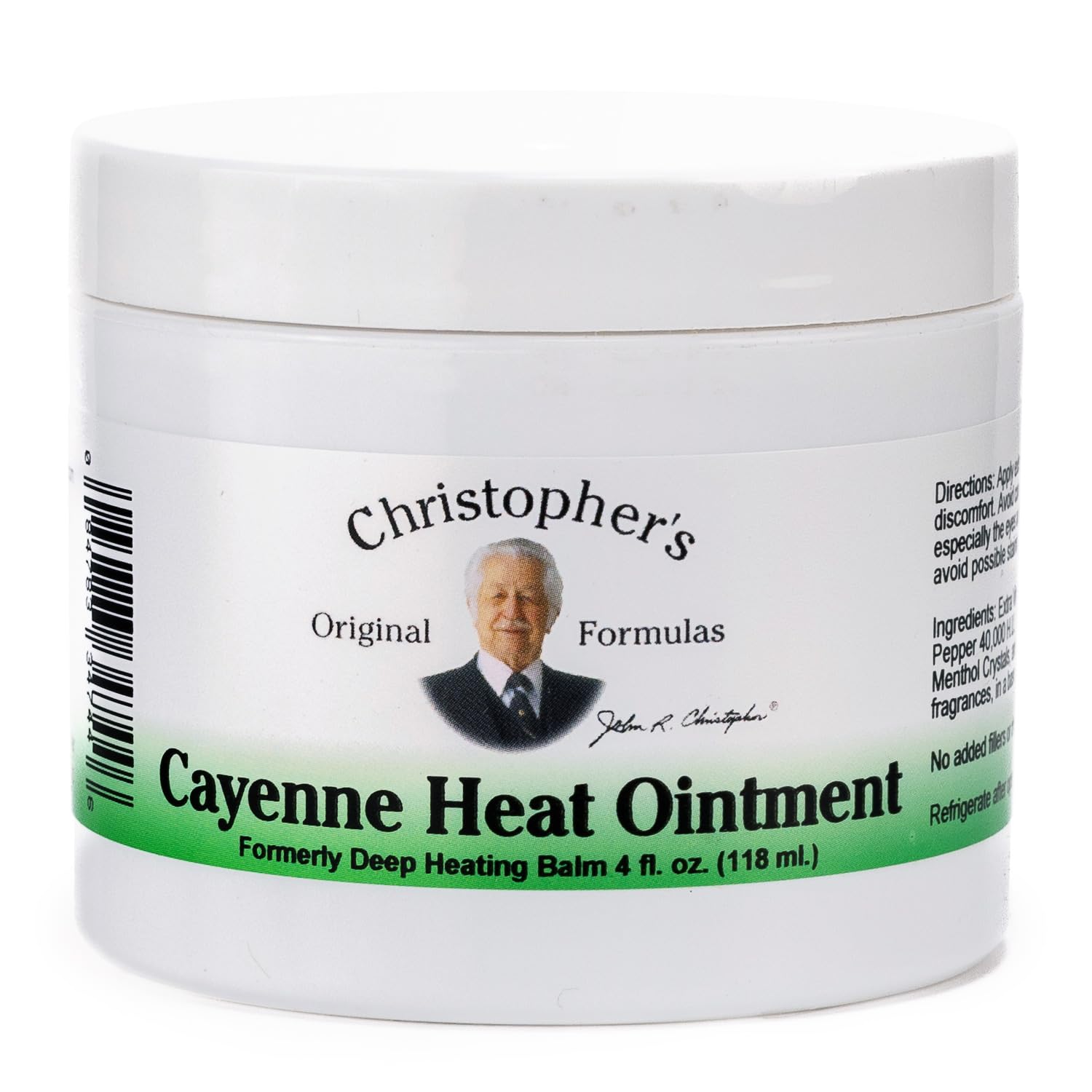 Christopher's Original Formulas Unguento de Cayena Caliente, envase visible, calor suave para molestias localizadas.