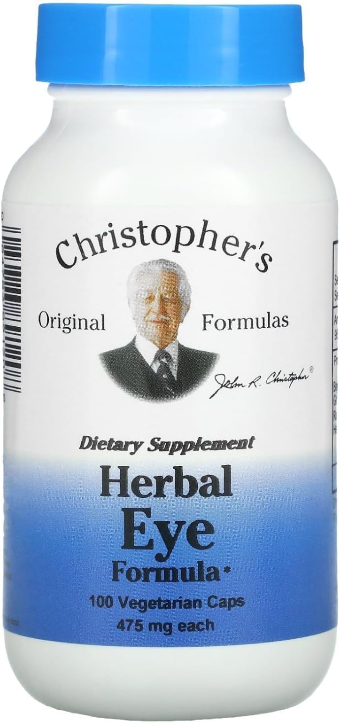 Fórmula ocular herbal de Christopher's Original Formulas en paquete de 6 para apoyo suave durante la lectura.