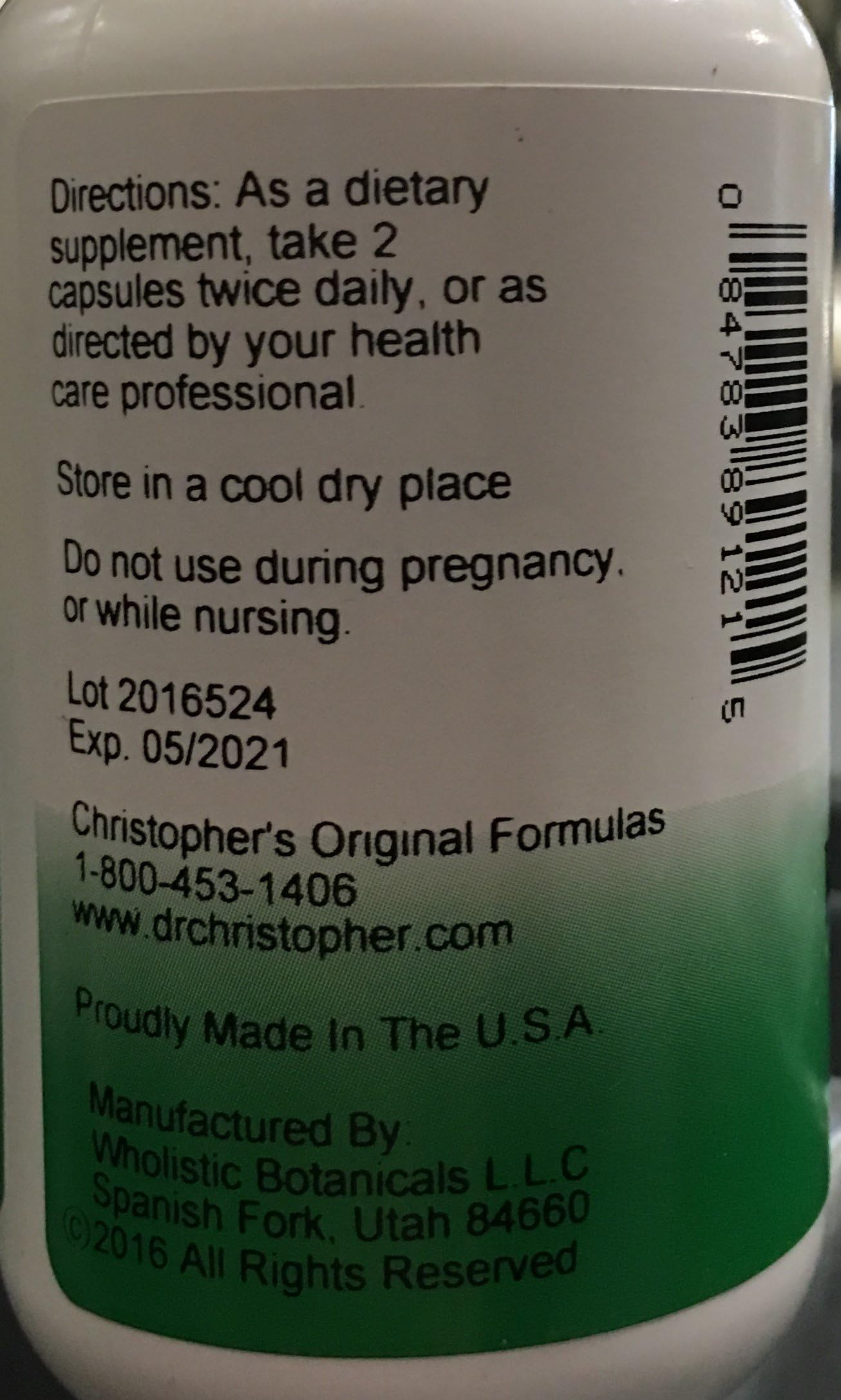 Christopher's Original Formulas Fórmula Reproductiva Femenina, hierbas tradicionales en cápsulas, apoyo natural posible.