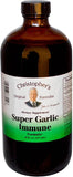 Christopher's Original Formulas jarabe de ajo inmunitario, botella para uso diario con perfil botánico.