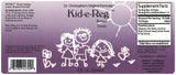 Etiqueta de Kid-e-Reg muestra hierbas naturales y usos seguros para niños.