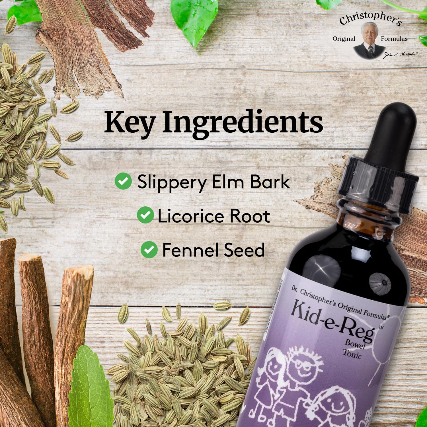 Christopher's Original Formulas Kid-e-Reg Tónico herbal, mezcla sinérgica de hierbas para confort digestivo