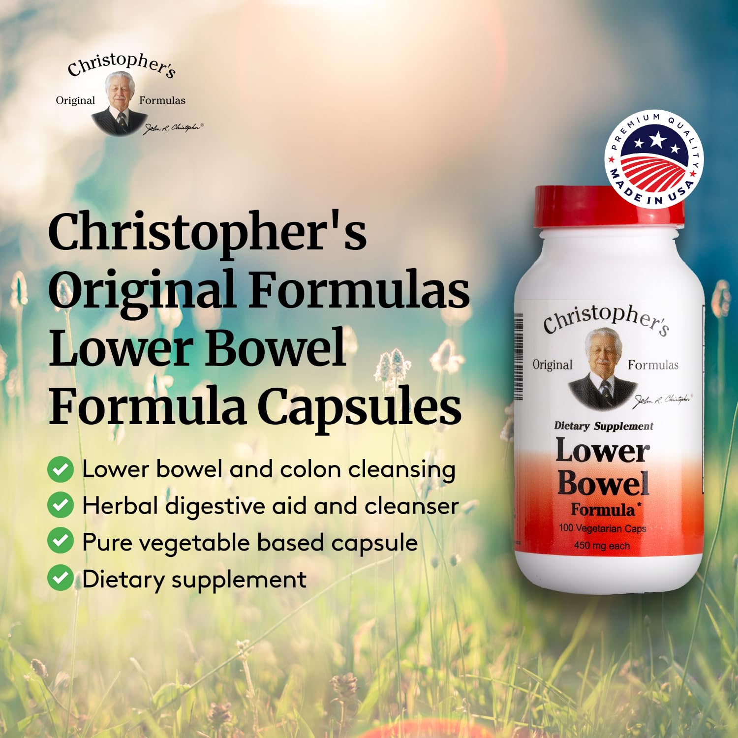 Christopher's Original Formulas Lower Bowel Cleanse en empaque compacto para transporte fácil
