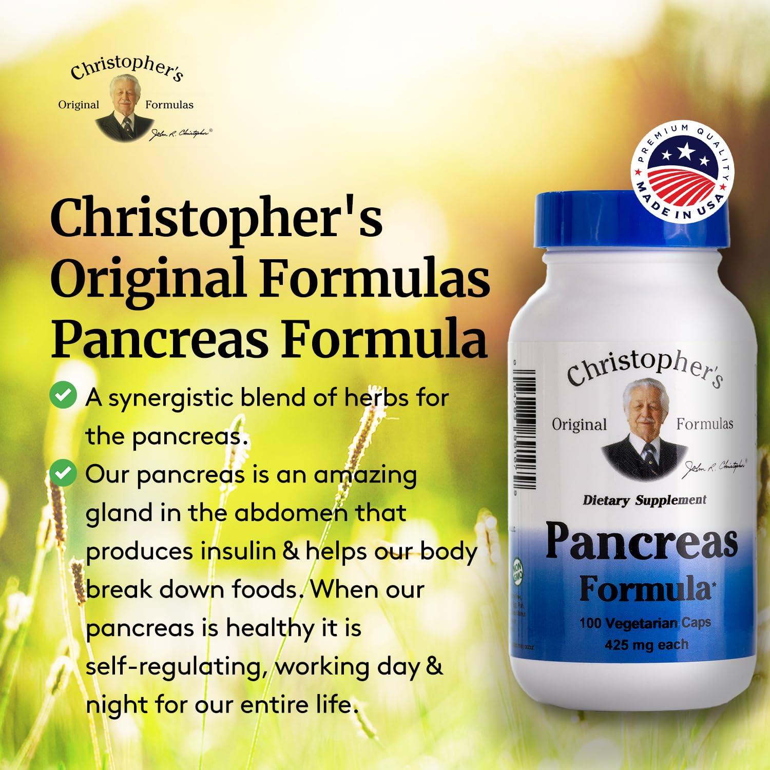 Christopher's Original Formulas Pancreas Formula: etiqueta clara que facilita la compra consciente.
